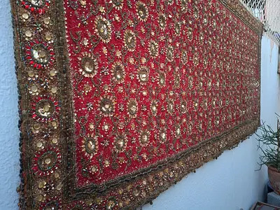 Decorative Hand Embroidered Wall Tapestry with Sequins and Bead Works