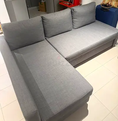 Light Grey L-shaped Fabric Sofa - 3-Seater with Chaise