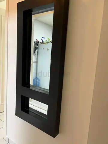 Modern Black Wall Mirror with Inset Frame