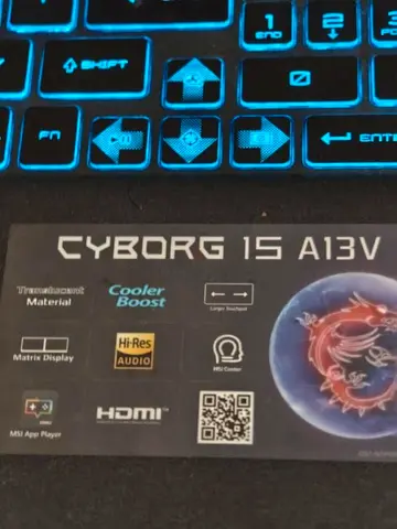 MSI Cyborg 15 A13V Gaming Laptop - Sticker/Keyboard Photo (Used)