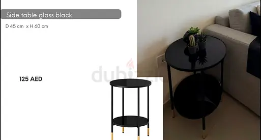 Side table glass black