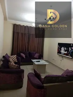Two bedrooms, a living room, two bathrooms, and a balcony, fully furnished with internet, for monthl