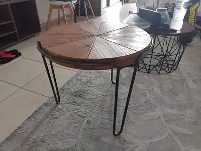 Modern Stylish Wooden Coffee Table with Metal Legs