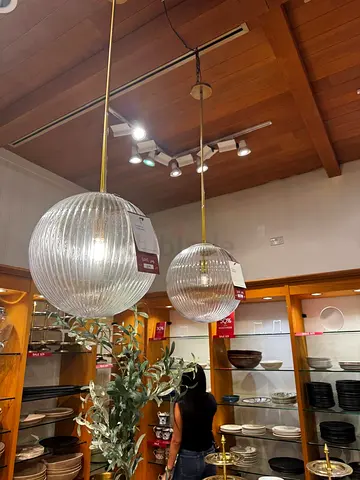 Two Pottery Barn pendant light fixture — 15.75 diameter, adjustable height -brand new