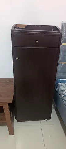 Dark Wood Bedside Cabinet with Drawer and Cupboard