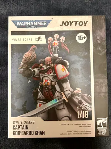 Warhammer 40K White Scars Captain KorSarro Khan 1/18 Collectible Figure + Matching Bike - JoyToy