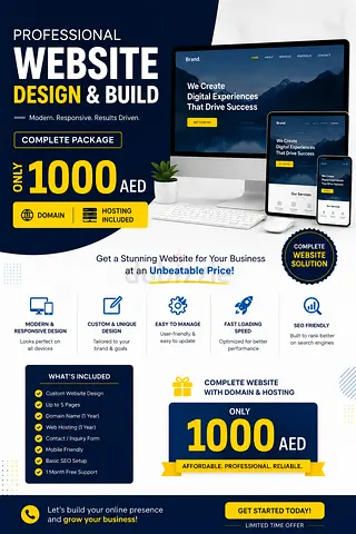 1000 aed website only including domain and hosting