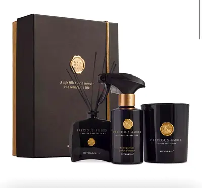 Precious Amber Home Fragrance Set — Diffuser, Room Spray  Candle