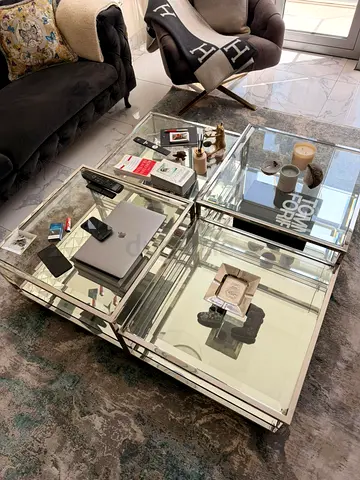 Glass and Chrome Mirrored Coffee Table
