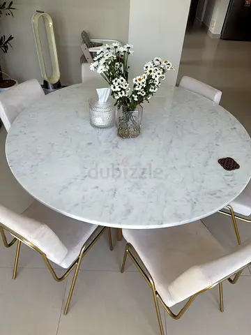 6-person marble dining table