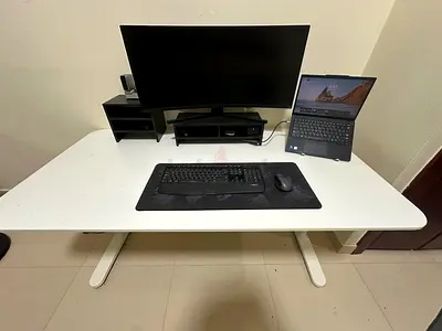 White adjustable office desk - good condition