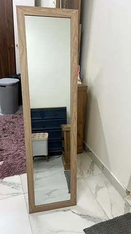 Full Length Standing Mirror with Wood Finish Frame