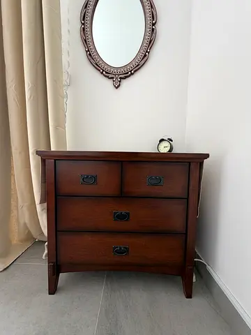 Solid Wood 3-Drawer Vintage Nightstand / Small Dresser