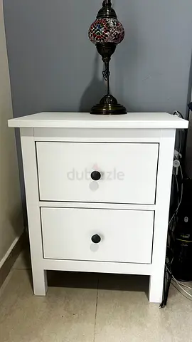 IKEA white 2-drawer bedside table / nightstand - good condition