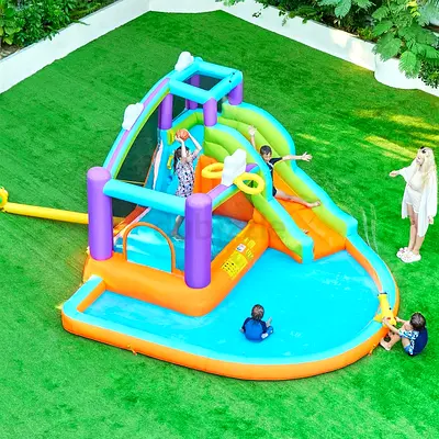 Megastar 6 In 1 Sunny Shine Bouncy Castle with Inflatable Trampoline/Water Slide 2.38mx 3.65mx  3.89