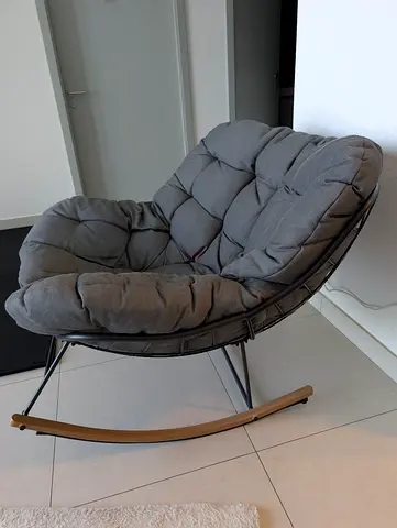 Premium Gray Outdoor  Indoor Padded Rocking Lounge Chair