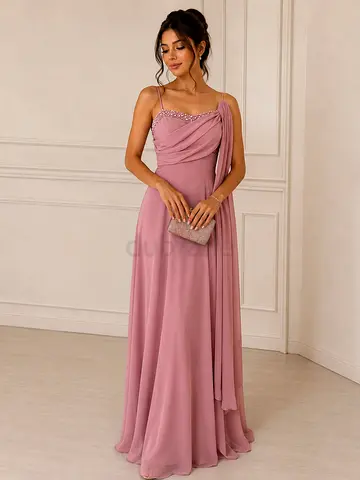 Elegant Blush Pink Evening Dress