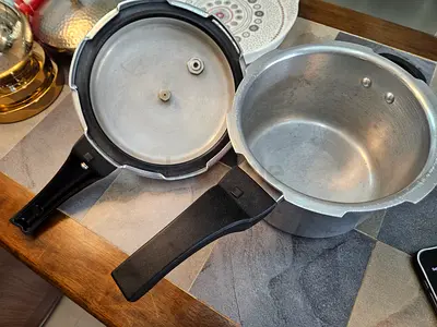 Used Aluminium Pressure Cooker with Lid and Handle - Good Condition