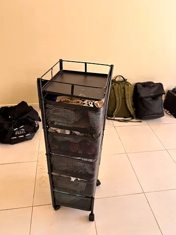 Slim 5-Drawer Metal Rolling Storage Cart - Black