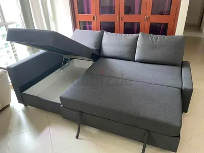 IKEA Grey L-shaped Storage Sofa Bed — Good Condition