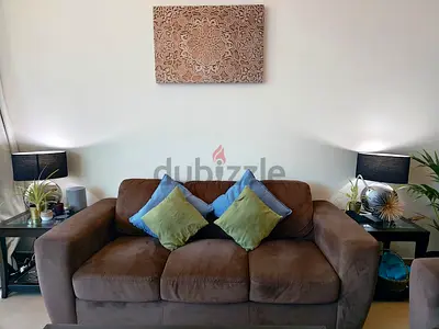 Comfortable 3-seater Brown Suede Sofa - Good Condition
