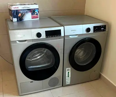 Free Delivery- SIEMENS 9KG Washer 9KG 💯 Dryer Separate Set Latest Model With Digital Clock 60x60 cm