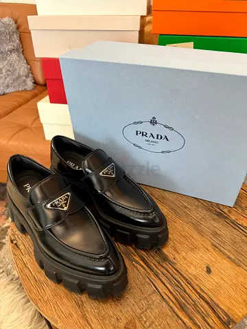Prada Black Brushed Monolith Pointy Loafers