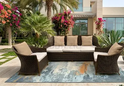Outdoor Oasis Brown Rattan Conversation Set