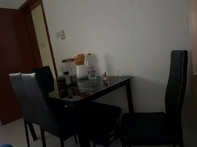 Black Glass Top Dining Table with 4 Faux Leather Chairs