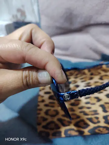 Blue braided-frame sunglasses with logo detail - gently used