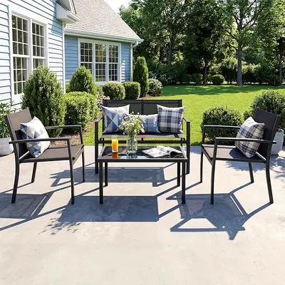 Outdoor 4-Piece Patio Seating Set with Coffee Table