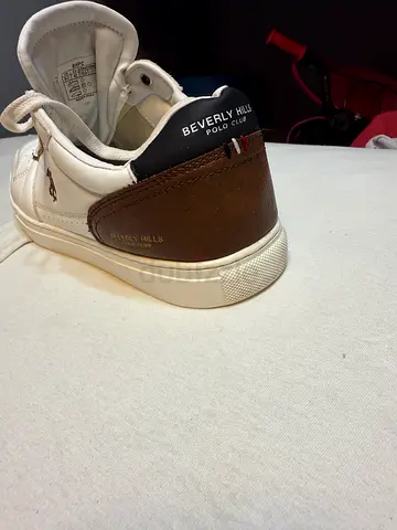 White leather casual sneakers with brown heel - Beverly Hills Polo Club (used)