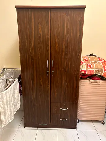 Wooden 2- Door Wardrobe with Drawers - Good Condition