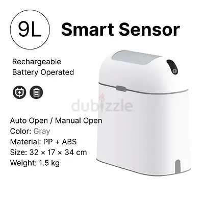 JAH 9L smart trash can, trash can small white trash can, automatic sensing, for toilet, office