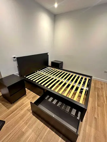 Ikea Queen Black Malm bed frame with Ikea Queen mattress