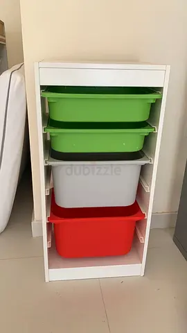 IKEA Trofast-style Storage Unit with 4 Plastic Bins