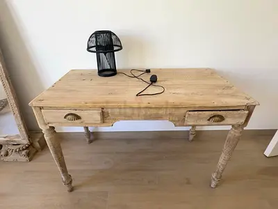 Rustic Wooden Desk with Two Drawers (Lucky Furnitures)