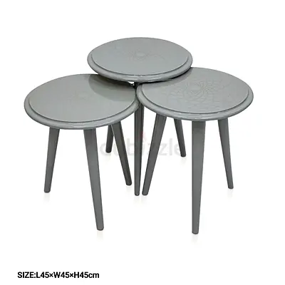 Set of 3 Round Nesting Side Tables - Grey, 45cm
