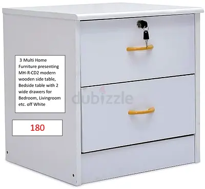 Multi Home Furniture presenting MH-R-CD2 modern wooden side table, Bedside table with 2 wide drawers