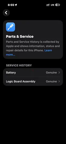 iPhone Parts  Service - Genuine Battery  Logic Board (screenshot)