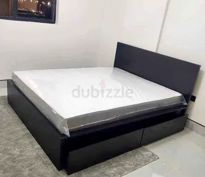 IKEA Malam queen size bed 160/200cm bed with 2 storage drawers underneath  and Ikea mattress