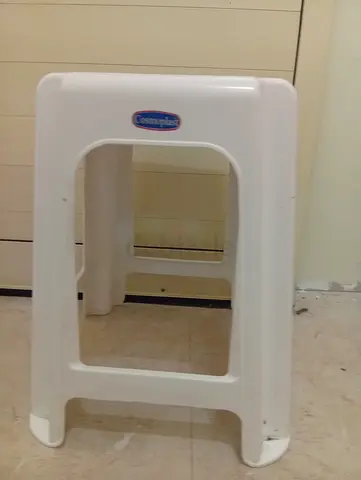 White Plastic Stool — Single Lightweight Kitchen/Outdoor Seat
