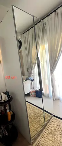 Full-length mirrored wardrobe/armoire with sliding doors - 60cm depth
