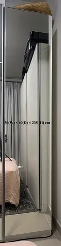 2 pcs: 1-Door Mirrored Wardrobe — Good Condition, Slim Design