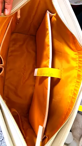 Cream tote bag with yellow interior — spacious laptop compartment- Absolutely new!!
