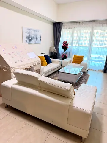 White Leather 3-Piece Sofa Set — Good Condition