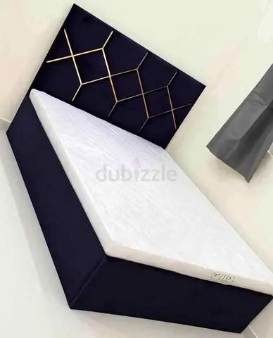 Modern Upholstered Bed with Geometric Headboard
