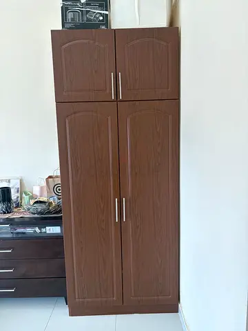 Tall 4-Door Wooden Wardrobe / Cupboard - Good Condition