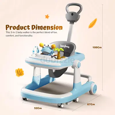 Baybee 3 in 1 Baby Walker for 6-18 Month Baby Boy Girl, Push Walker for Kids with Parental Handle