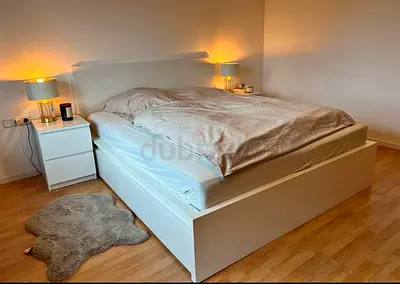 Ikea Queen White Malm bed frame with Ikea Queen mattress